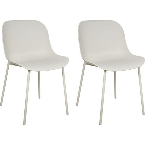 Set di 2 sedie da pranzo in plastica beige chiaro con gambe in metallo Beloit