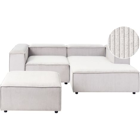 Modular Corner Sofa 3 Seater ARDAL Corduroy Off-White Left Hand