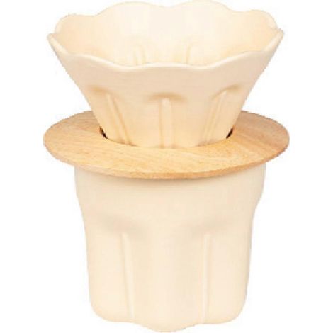 Keramik-Kaffeeset mit Kaffeefilter, Tasse und Handbrühkessel, hitzebeständig, hellgelb (1/5)