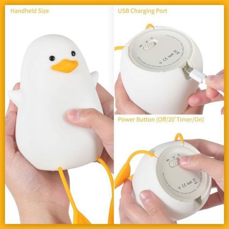 Veilleuse mouette silicone - Silicone sans BPA lavable Lumière douce ajustable - Chambre enfant bébé - Batterie intégrée 1200mAh (1/5)
