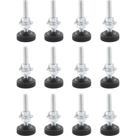 12 Pièces Pied Reglable pour Meuble, M8 X 50 mm Pied Reglable, Inoxydable Pied Reglable Meuble avec Contre-écrou, Écrou à Griffes et Foret à Métal M10 (1/4)
