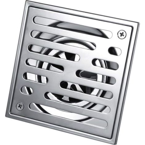 Siphon de sol carré en acier inoxydable pour douche, anti-odeurs, avec miroir (110 x 110 mm) (1/3)