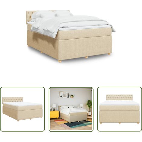 vidaXL Boxspringbett mit Matratze Creme 160x200 cm Stoff (1/5)
