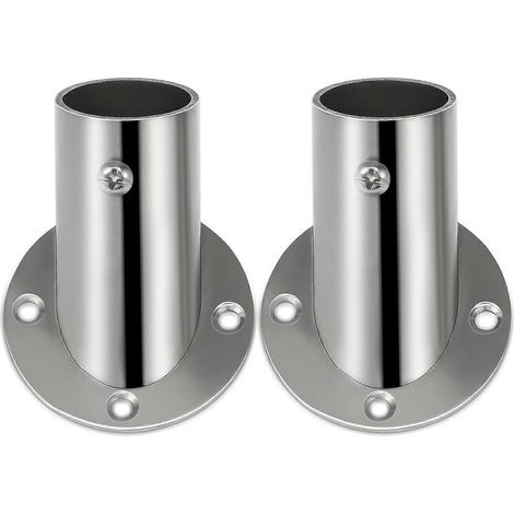 2 verstellbare Edelstahl-Halterungen für Kleiderstangen – 5,20 x 5,20 x 5,00 cm – Silber (1/4)