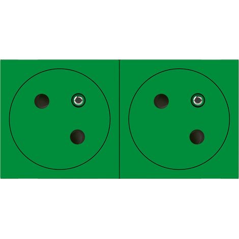 Double prise 2P+T Surface Mosaic Link raccordement latéral 4 modules vert LEGRAND 077162L (1/3)