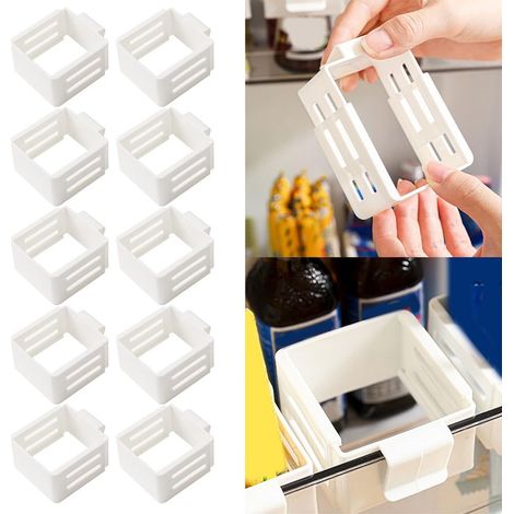 Petit panier de rangement suspendu rétractable pour réfrigérateur à 4 compartiments - système de fermeture à clic réglable - blanc (1/5)