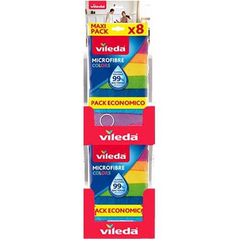 Expositor de bayetas microfibra colors, ref. 77608, 10 packs de 8 uds