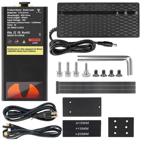 Pair - SJLERST Kit module laser 20 W, module de gravure et découpe laser à 4 faisceaux à diodes laser compressées, compatible avec les graveurs laser TTS/TTS Pro (1/5)