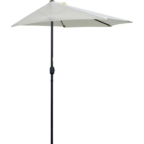 Parasol de Terrasse en Demi-Lune avec Ouverture à Manivelle et Poteau en 2 Sections, 2,6 x 1,35 m, Beige. (1/5)