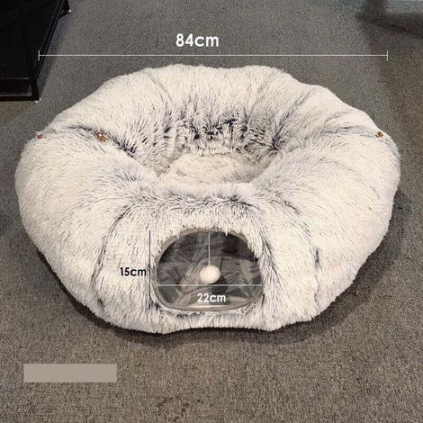 Tunnel Chat, Tunnel pour Chat Rond avec Coussin Lit, Tunnel Chat pour Interieur, Panier Chat (1/3)