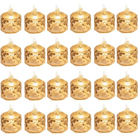 24 candele tealight a LED senza fumo, a batteria, per San Valentino, matrimoni, tavoli da pranzo (3,6 x 5 cm) (1/4)