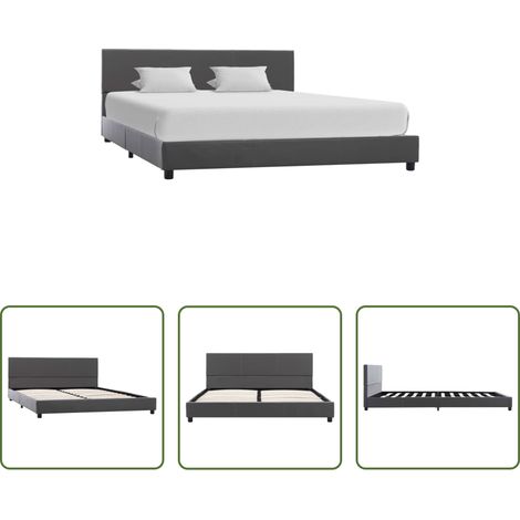 vidaXL Tête de lit - Cadre de lit Gris Similicuir 160x200 cm (1/5)