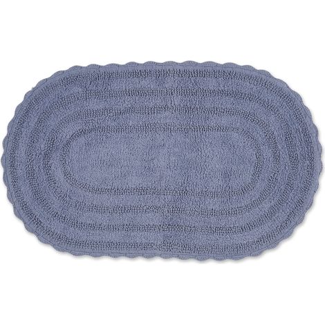 Tapis de Bain réversible, Grand Ovale, 53,3 x 86,4 cm, Bleu délavé (1/5)