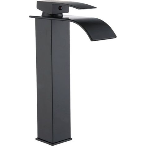 Rubinetto da bagno a cascata a canna alta per lavabo bidet miscelatore moderno per lavandino nero (1/3)