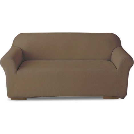 Funda de Sofá de 3 Plazas con Elástico Color Sólido Antimanchas de Tejido Piqué  Color: Tortola