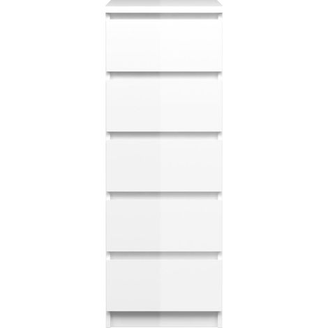 Nada Kommode schmal 5 Schubladen weiss hochglanz. (1/4)