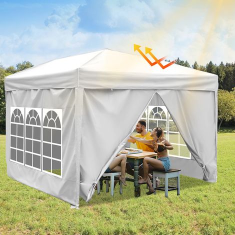 SWANEW Gazebo da giardino,Tenda impermeabile per feste,Pergola,Tendone pieghevole 3x3m bianco (1/4)