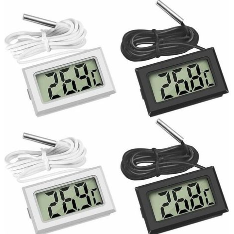 (2X Black 2X White,46x28x15mm)Mini Digital LCD Thermometer Temperature with Temperature Probe Sensor Tester (1/5)