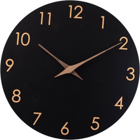 Runde schwarze Holzwanduhr – elegant – Büro/Zuhause – ruhige Umgebung – modern/dezent