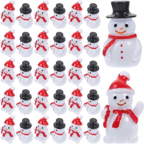 Miniatures de Noël Figurines 200 pièces Ornements de bonhomme de neige de couleur assortie Décoration festive pour fête de Noël et décoration intérieure (1/5)