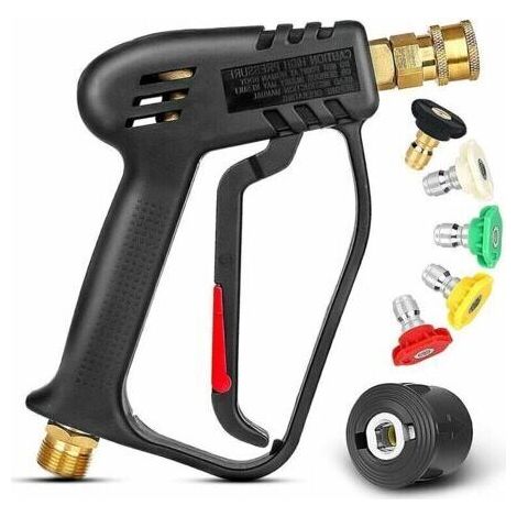 Pistolet nettoyeur haute pression 4000 PSI avec 5 buses de pulvérisation interchangeables, pistolet de lavage à jet avec connexion rapide 1/4 et coupleur M22 (1/4)