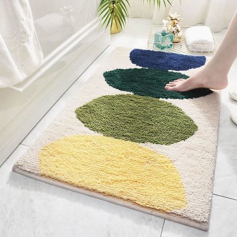 Tappetini da bagno antiscivolo e assorbenti, lavabili in lavatrice, tappetino da bagno morbido in peluche, tappetino doccia ad asciugatura rapida con retro in gomma antiscivolo, k (1/2)