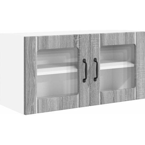 Maison Exclusive - Mobile in vetro da parete PORTO Grigio Sonoma 80 x 31 x 40 cm