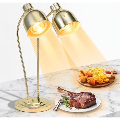 Food Warmer Lights, 3 Segments Height Adjustable, 2 X 250W, Infrared Food Warmer for Cafeteria, Kitchen, Restaurant, Hotel (Gold, S) (1/5)