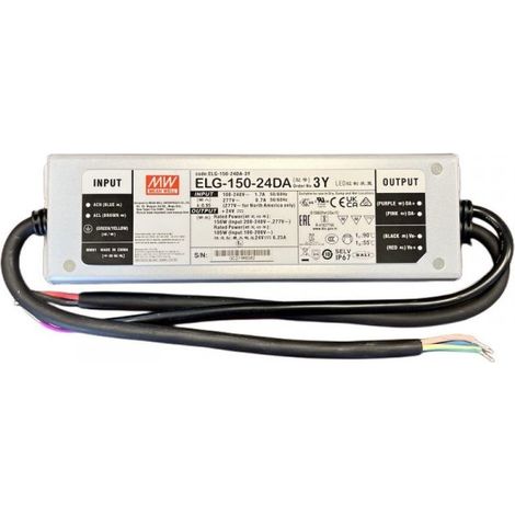 MW MEAN WELL ELG-150-24DA-3Y Alimentatore Dimmerabile DALI IP67 150W 24V 6,25A Input 220V e 110V