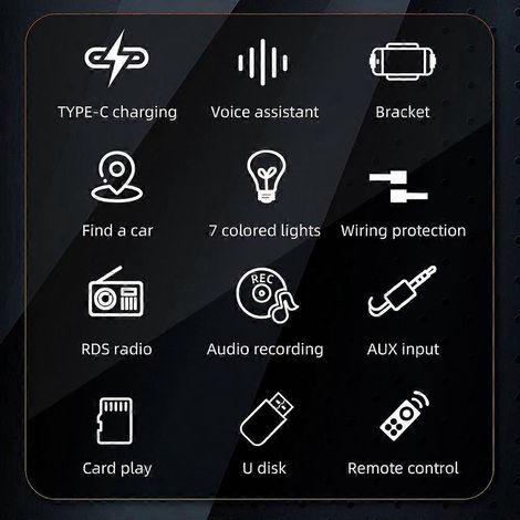 Autoradio Bluetooth multifonction avec lecteur MP3, radio FM, kit mains libres, lecteur de clé USB/carte TF et entrée auxiliaire. (1/4)