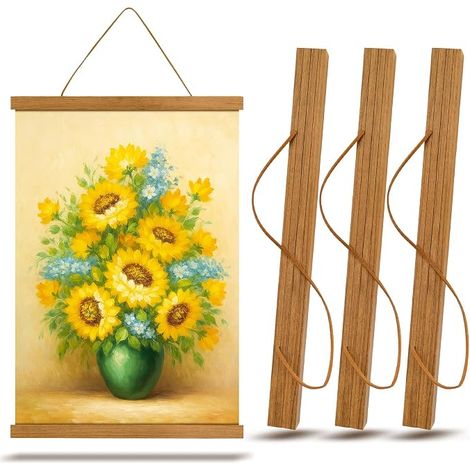 Magnetic Poster Bars 31 cm, Wooden Rails for A3 Frames 30 x 40 cm - Magnetic Hanging for Posters, Photos, Prints and Artworks (1/5)