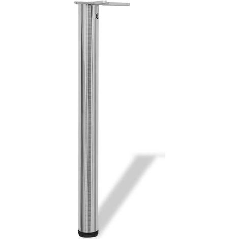 4 pieds de table réglables en hauteur 710 mm Nickel brossé