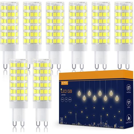 Lot 8 ampoules LED G9 – blanc froid 6500K – 7W 700Lm – équivalent 70W halogène – non-dimmable – sans scintillement – angle 360° – AC220-240V (1/5)