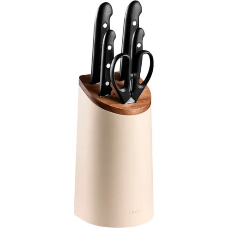 TACO 4 CUCHILLOS Y TIJERAS COCINA MAITRE 5 PIEZAS 153310 BEIGE