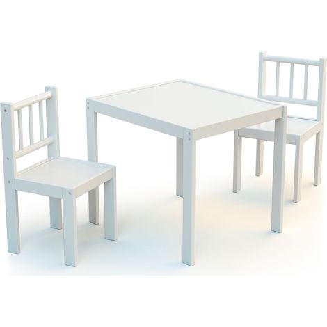 WEBABY - Ensemble 1 table + 2 chaises enfant en bois (1/3)