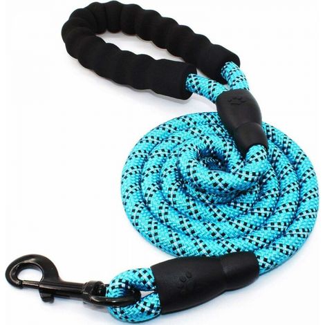Hundeleine, gepolsterter Griff, Sicherheitsleine, mit starkem Nylon-Reflektorfaden, hellblau, Länge 3 m - Breite 1,2 cm, passend für alle Größen (1/5)
