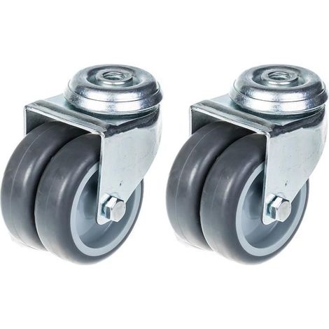 Rollen - Gummi - 75 mm - Satz von 2 - Tragfähigkeit 200 kg - Drehbar