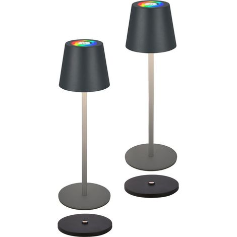 Briloner Cilano RGBW LED Tischlampe kabellos IP44, Dimmbar, Touch, Kabellos, Spritzwasserschutz, Anthrazit, Ø12 x 36 cm (1/5)
