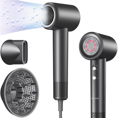 Sèche Cheveux Ionique avec Diffuseur Bouclé, 200 Mio Ionique Négatifs Plasma, Moteur Brushless de 110 000tr/min, 1600W, Ultra Compact, 59dB Faible Bruit Pour Maison et Voyages (1/5)
