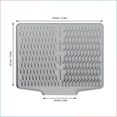 Tapis De Séchage - Silicone Antidérapant Avec Canaux De Drainage - Pour Évier Cuisine - 39,6 X 32,7 Cm - 1 Pièce (1/5)