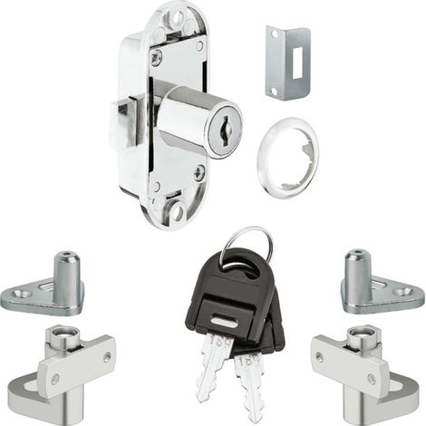 Serrure espagnolette pour meuble – Cylindre à paillettes – 2 clés pliantes – Pour espagnolettes diamètre 6 mm – Axe 15 mm (1/3)