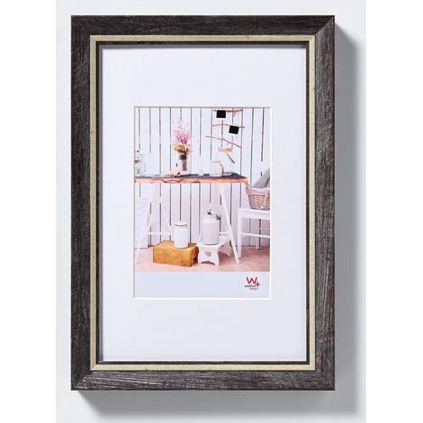 Cadre Photo Noir 10 x 15 cm avec Passe-Partout, Cadre Chalet Design EL015B (1/5)