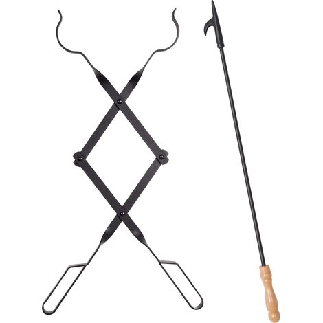 Pince à Cheminée et Tisonnier Cheminée, Outdoor Pince à cheminée Feu de Camp, Outil pour Extérieur et Intérieur (1/5)