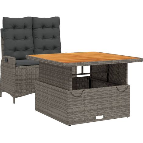Maison Exclusive - Juego de comedor jardín 2 pzas con cojines rat (1/5)