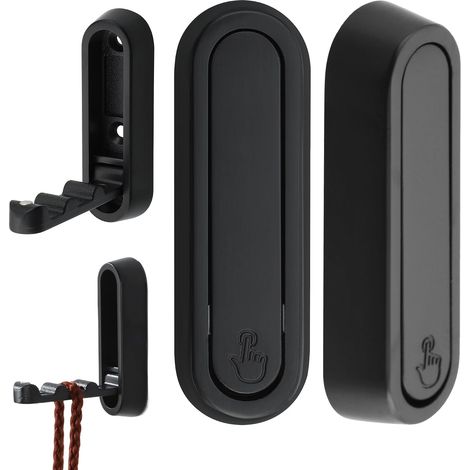 Ganci da parete 2 pezzi, 7 x 2 cm, ganci da parete retrattili, gancio pieghevole a 90 gradi, pratici e resistenti, per cucina, bagno, nero (1/5)