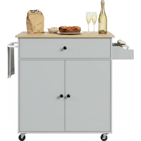 Kitchen Island, with Drop Leaf, 106 x 42 x 87 cm, Grey (1/5)