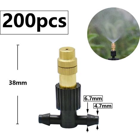 (G) Buse en laiton pour micro-irrigation goutte à goutte, arroseur de jardin avec système de refroidissement, raccord en T fileté à barbes, arroseur en cuivre avec brumisateur. (1/5)