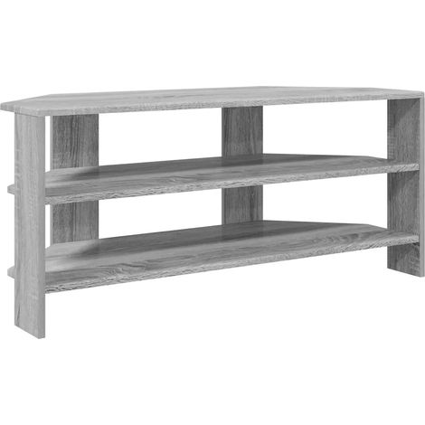 Meuble TV d'angle moderne design épuré 102 x 40,5 x 45 cm rangement pratique en bois d'ingénierie gris sonoma (1/5)