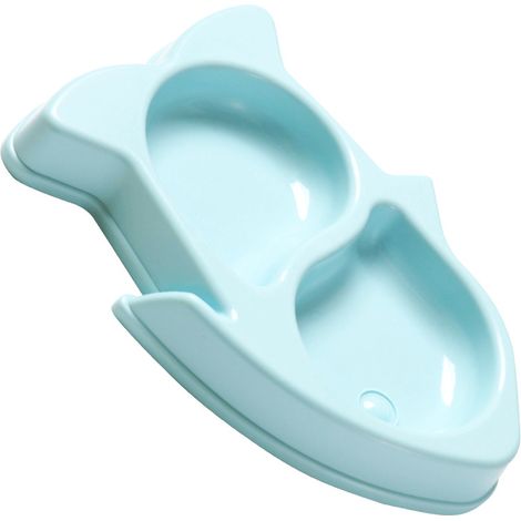 Bol pour chat monobloc bol de nourriture pour chat en plastique épaissi grand ustensile de nourriture pour animaux de compagnie de type poisson à alimentation lente deux en un, qui peut réduire l'ennu