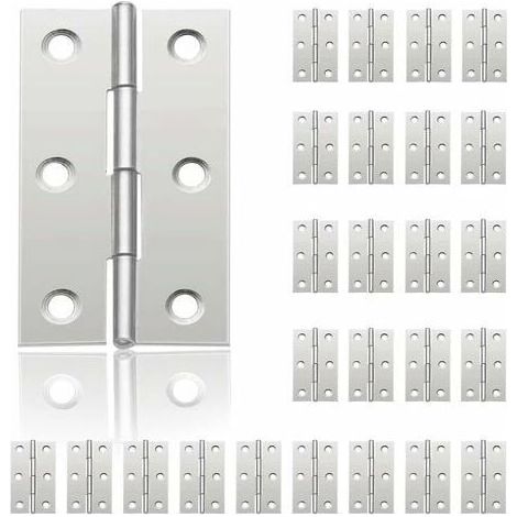 24Pcs Petit Charnières pour Portes, Charnière Inox, DIY Charnières de Portes pour Porte Placard Charnière Piano Boîtes à bijoux La Maison Meubles Matériel Armoire(44mm32mm) (1/5)